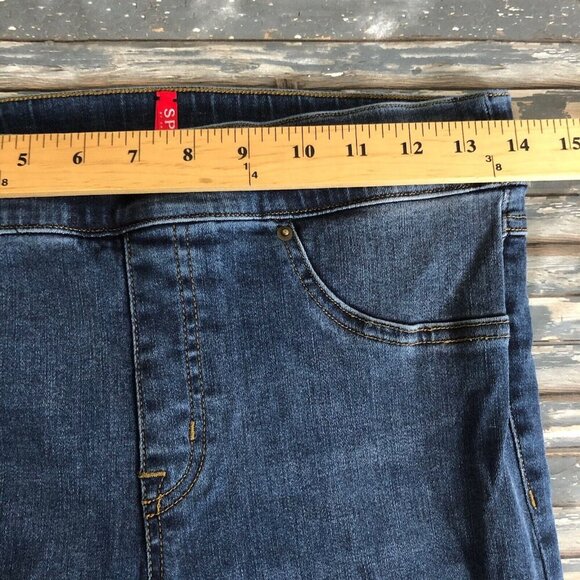 SPANX Distressed Ankle Skinny Jeans, Sz M, Medium Wash, Raw Hem, Stretch Pull on - Picture 7 of 11